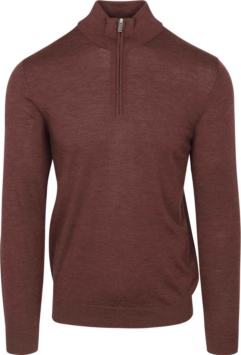 Profuomo Half Zip Pullover Merinowol Burgundy