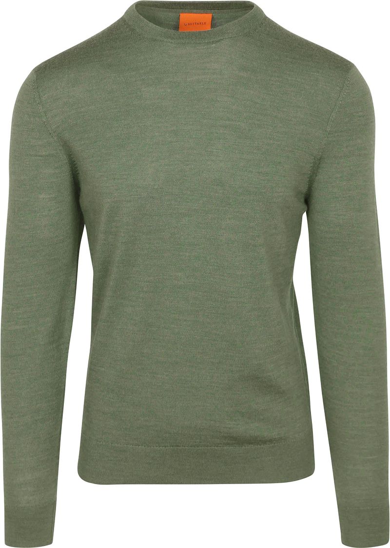 Suitable Merino Pullover Mid Groen