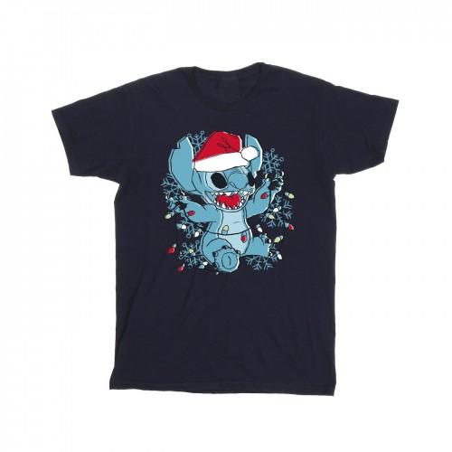 Disney Lilo en Stitch kerstverlichting schets T-shirt voor jongens