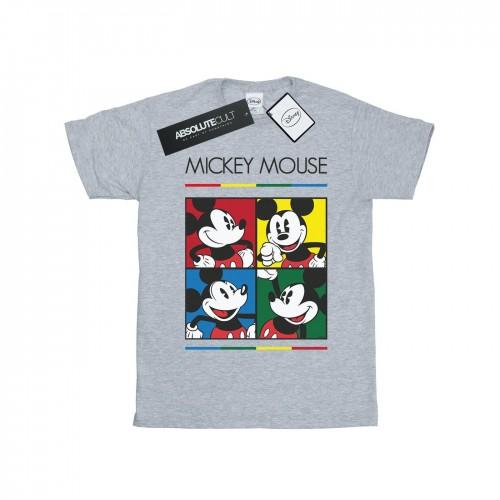 Disney Girls Mickey Mouse Square Colour Cotton T-Shirt