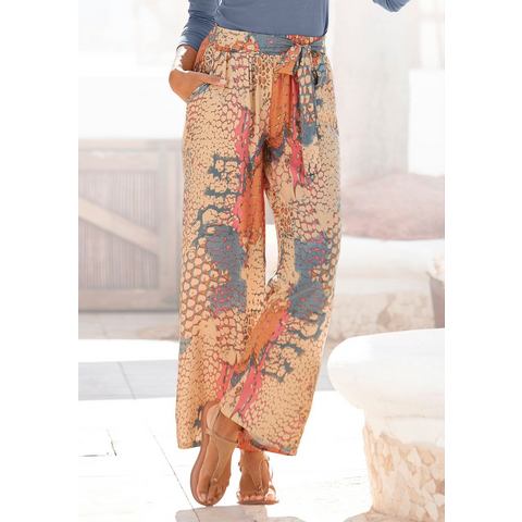 Buffalo Palazzobroek met animal print en elastische tailleband, sweatpants, stoffen broek (Met een bindceintuur)