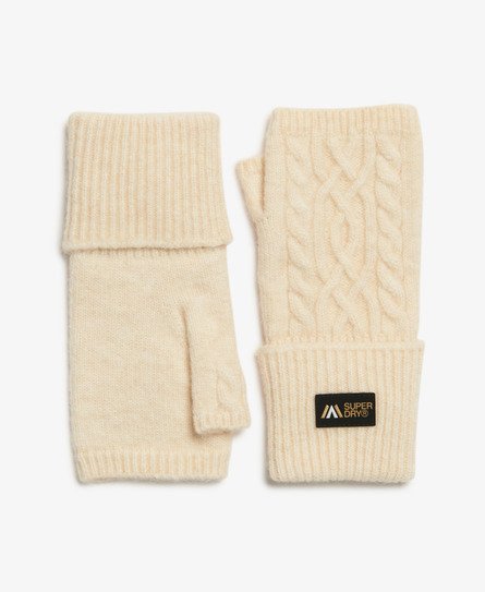 Superdry Vrouwen Kabelgebreide Luxe Handwarmer Handschoenen Beige