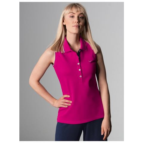 Trigema Shirttop  mouwloze poloshirt met contrasterende accenten (1-delig)