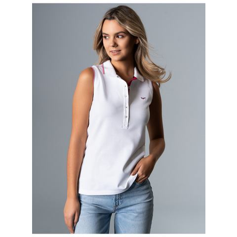 Trigema Shirttop  mouwloze poloshirt met contrasterende accenten (1-delig)