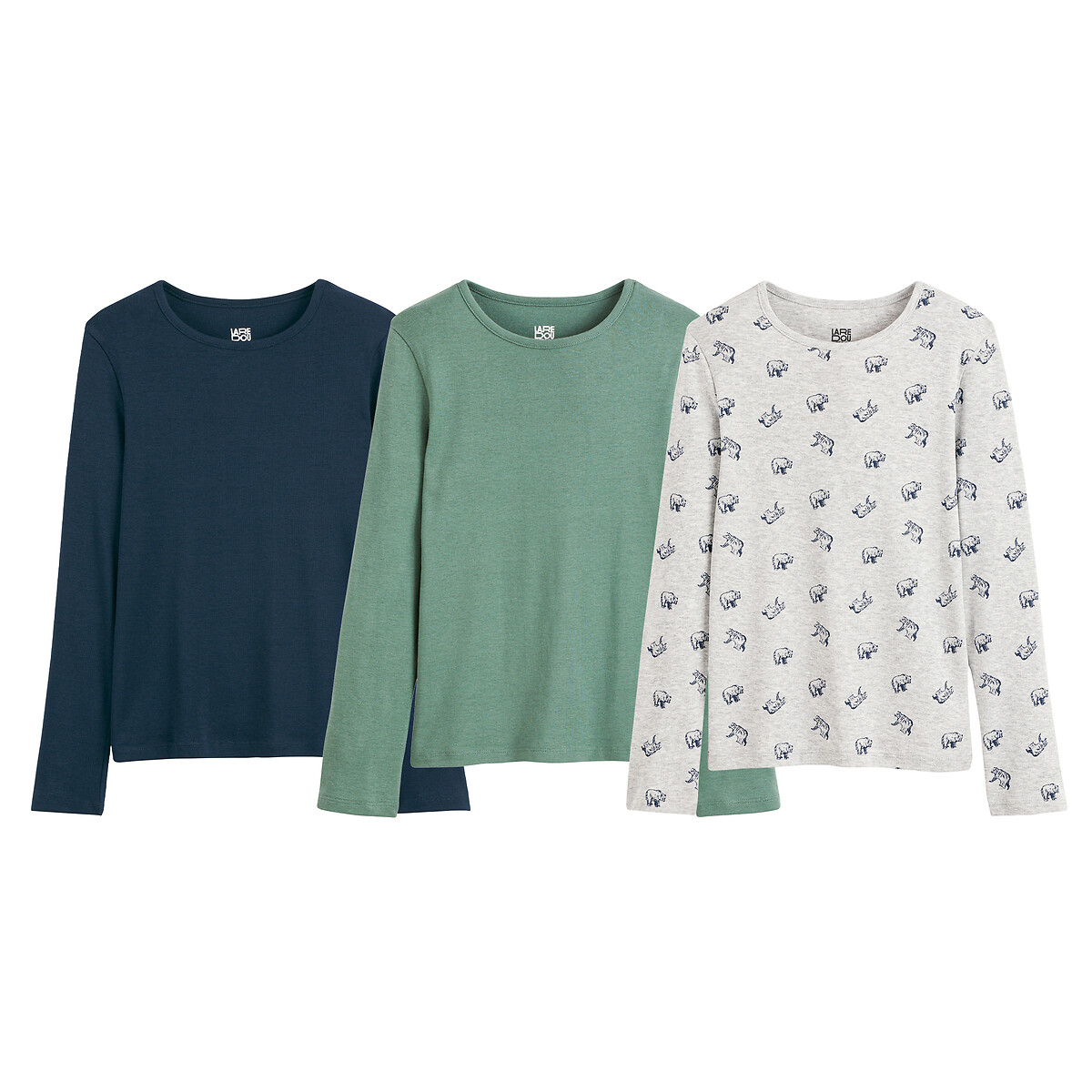 LA REDOUTE COLLECTIONS Set van 3 geribde shirts met lange mouwen