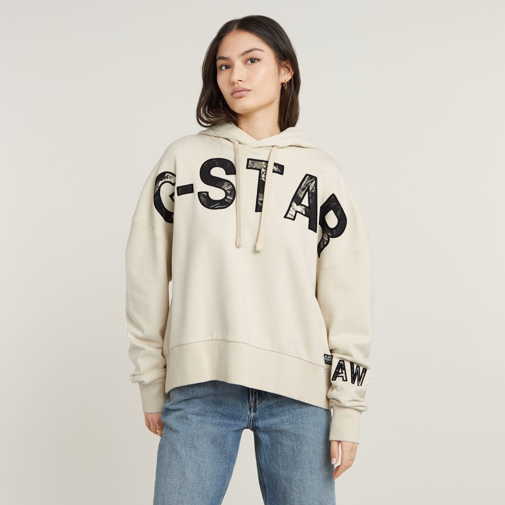 G-Star RAW Embro Print Oversized Hoodie - Wit - Dames