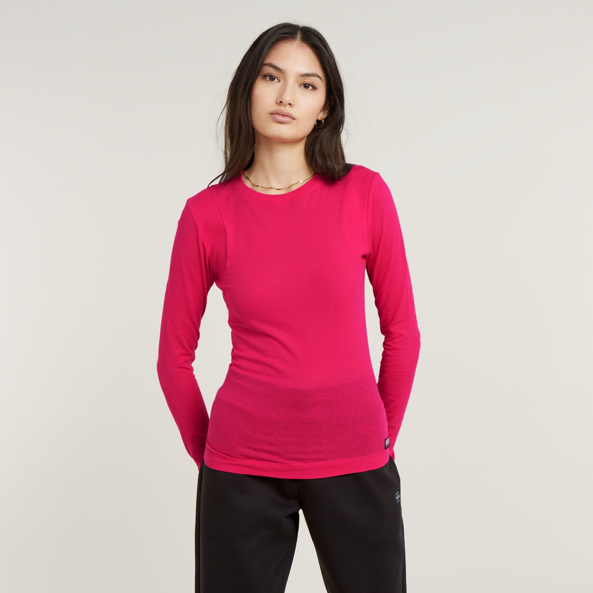 G-Star RAW Ribbed Shoulder Panels Slim Top - Roze - Dames