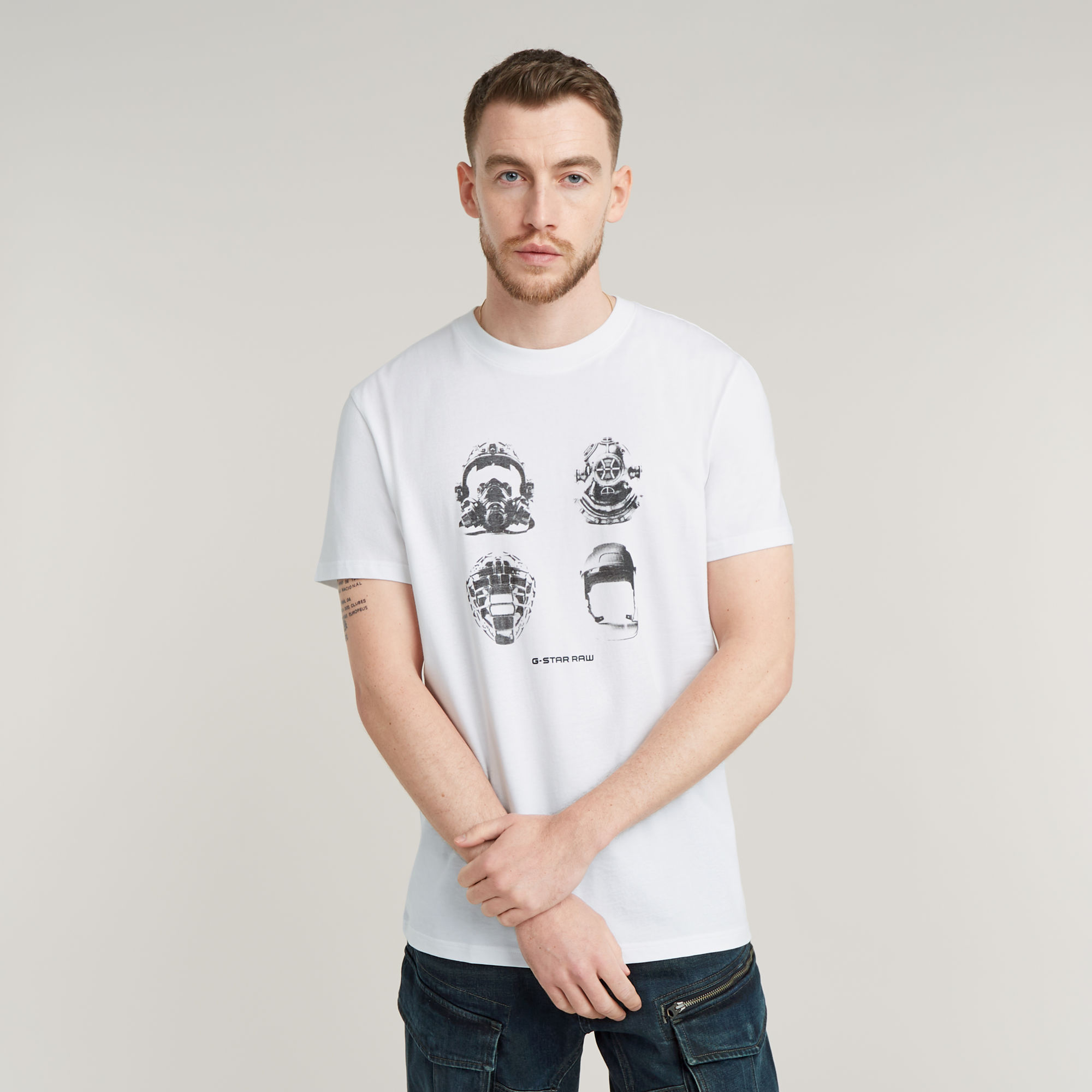 G-Star RAW Masks Graphic T-Shirt - Wit - Heren