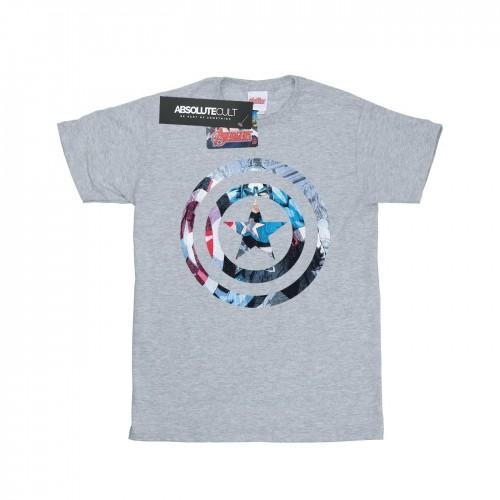 Marvel Girls Avengers Captain America Montage-symbool katoenen T-shirt