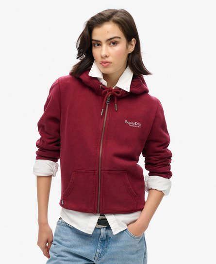 Superdry Vrouwen Essential Logo Hoodie met Rits Rood