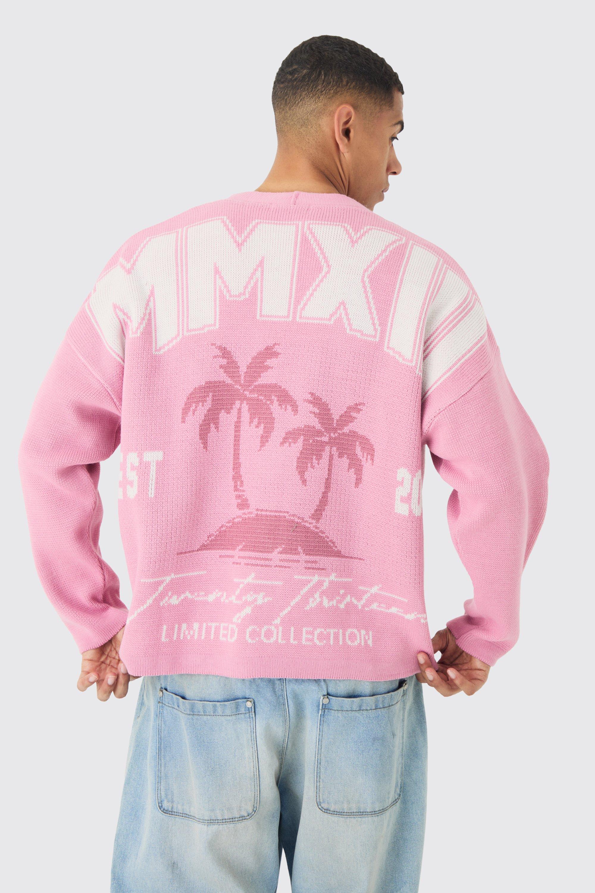 Boohoo Oversized Roze Boxy Palm Print Cardigan, Pink