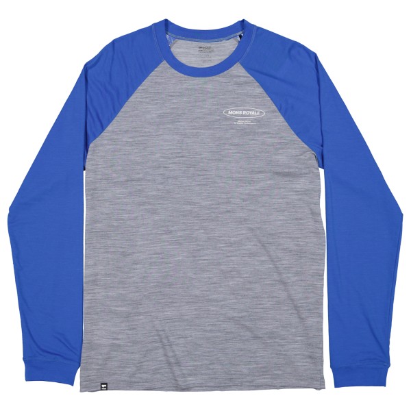 Mons Royale  Icon Raglan - Merinoshirt, grijs/blauw