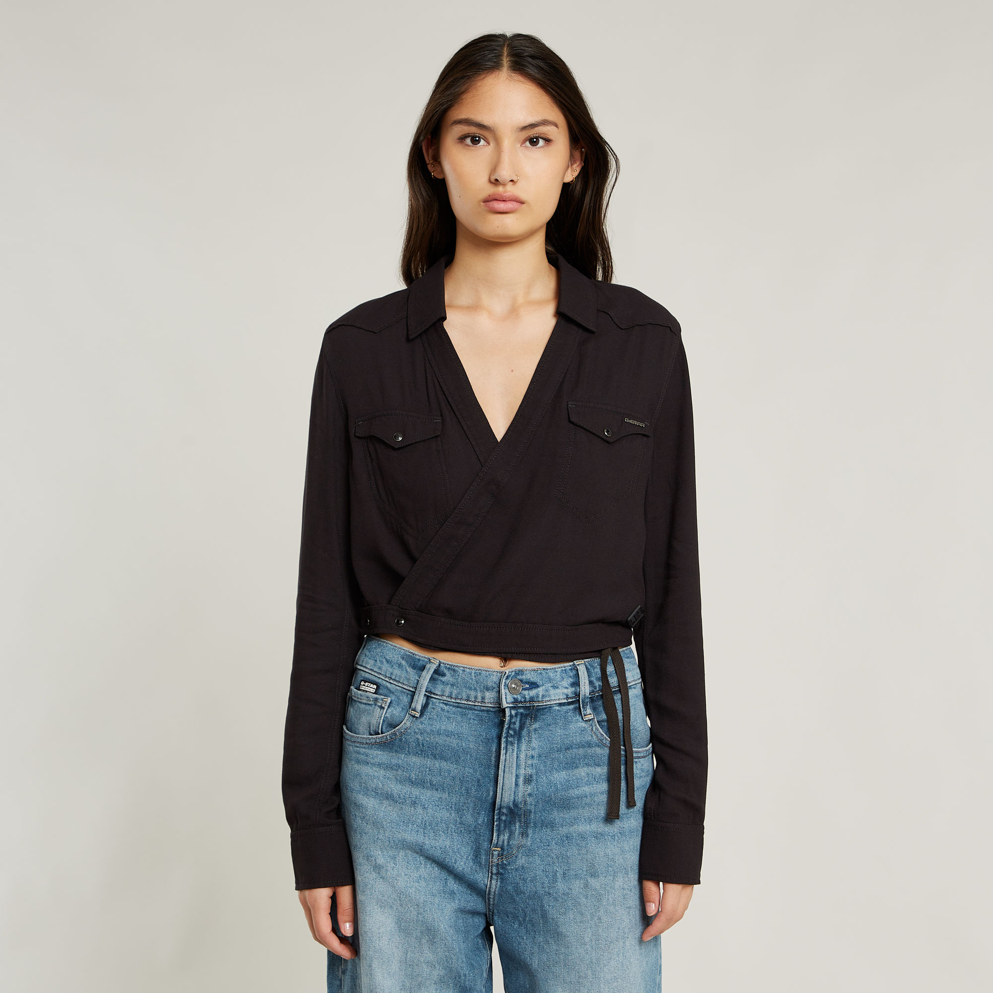 G-Star RAW Tacoma Wikkelblouse - Zwart - Dames