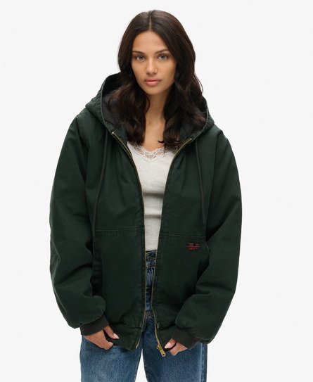 Superdry Vrouwen Oversized Surplus Bomberjack met Capuchon Groen