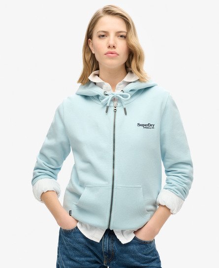 Superdry Vrouwen Essential Logo Hoodie met Rits Lichtblauw