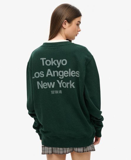 Superdry Vrouwen Oversized Core Logo City Sweatshirt met Losse Pasvorm Groen