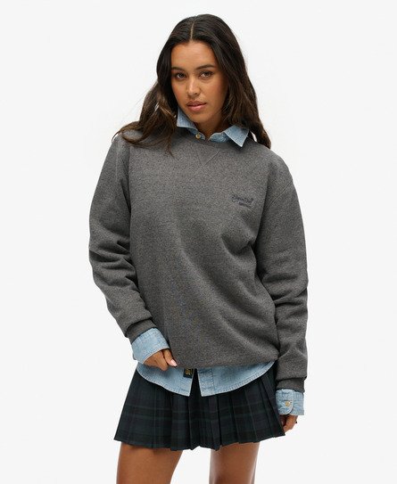 Superdry Vrouwen Oversized Essential Sweatshirt met Ronde Hals en Logo Grijs