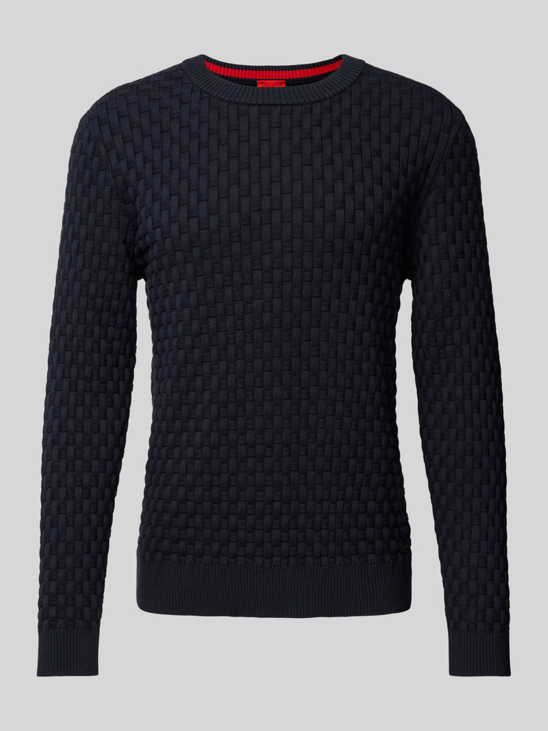 HUGO Gebreide pullover met structuurmotief, model 'Stubon'