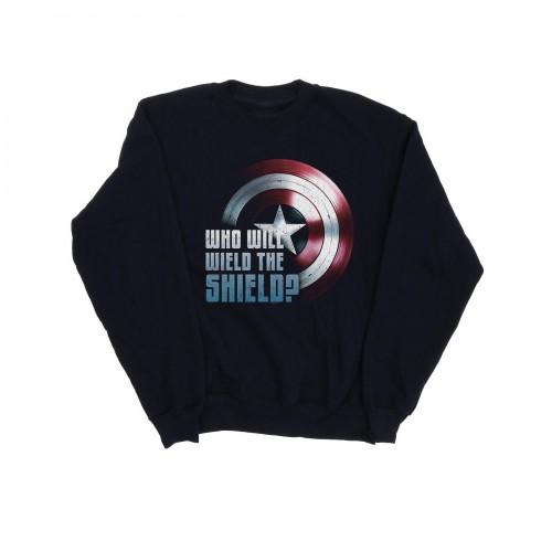 Marvel Girls, de Valk en de Wintersoldaat, dragen het Shield-sweatshirt