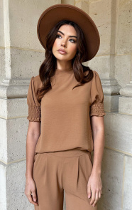 The Musthaves Mila Short Sleeve Top Camel