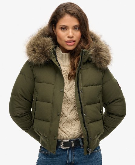 Superdry Vrouwen Everest-bomberjack met Capuchon Khaki