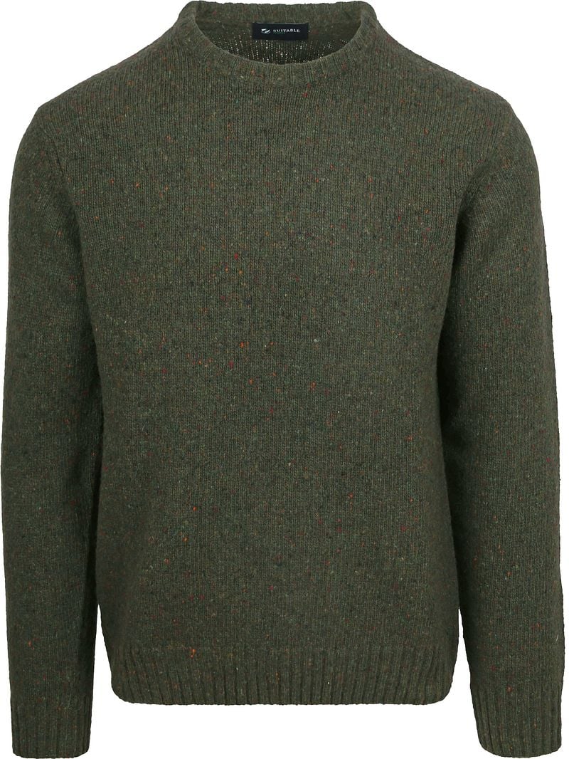 Suitable Trui Tweed Wol Blend Groen