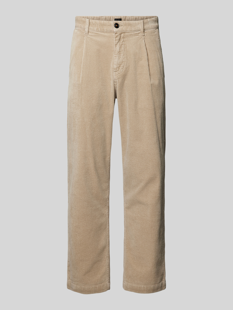 Boss Orange Relaxed fit corduroy broek met bandplooien, model 'Chino-Shyne'