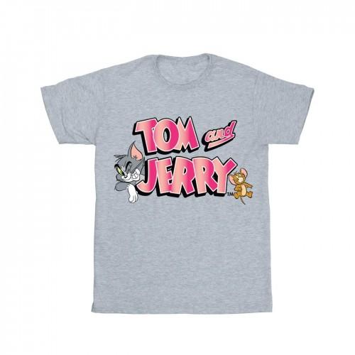 Tom And Jerry Girls Gradient Logo Cotton T-Shirt