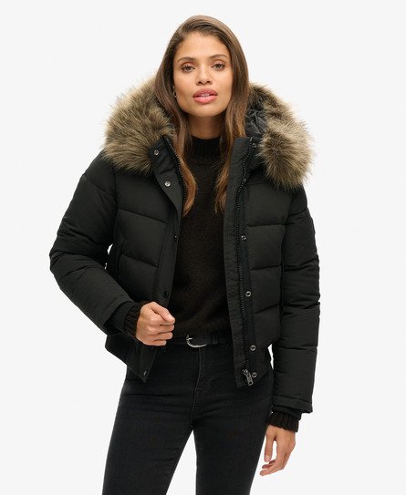 Superdry Vrouwen Everest-bomberjack met Capuchon Zwart