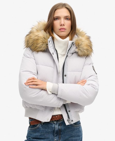 Superdry Vrouwen Everest-bomberjack met Capuchon Lichtgrijs