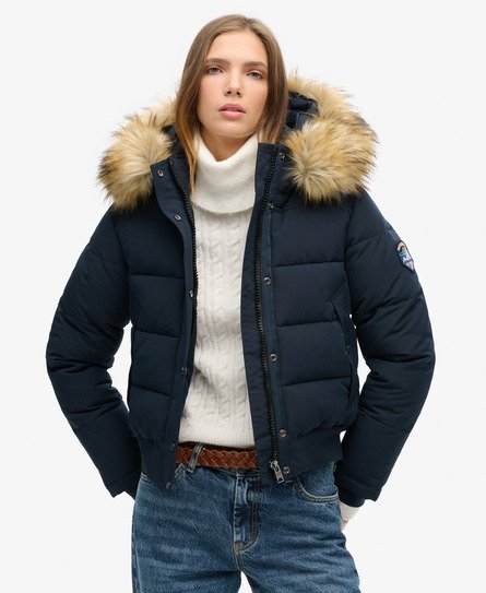 Superdry Vrouwen Everest-bomberjack met Capuchon Blauw