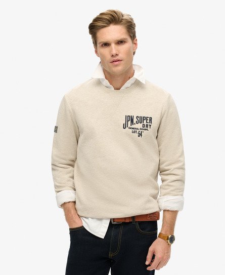 Superdry Mannen Workwear Sweatshirt met Applicatie Beige