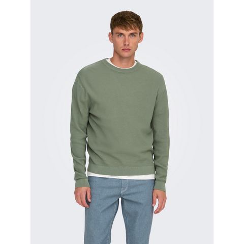 ONLY & SONS Trui met ronde hals ONSTONY DS 12 LS WAFFLE CREW KNIT