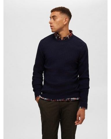 SELECTED HOMME Trui met ronde hals SLHBERG CABLE CREW NECK NOOS