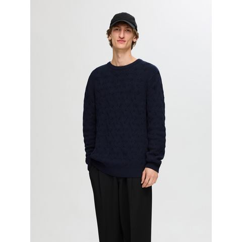 SELECTED HOMME Gebreide trui SLHCALLIS LS KNIT CABLE CREW NECK NOOS