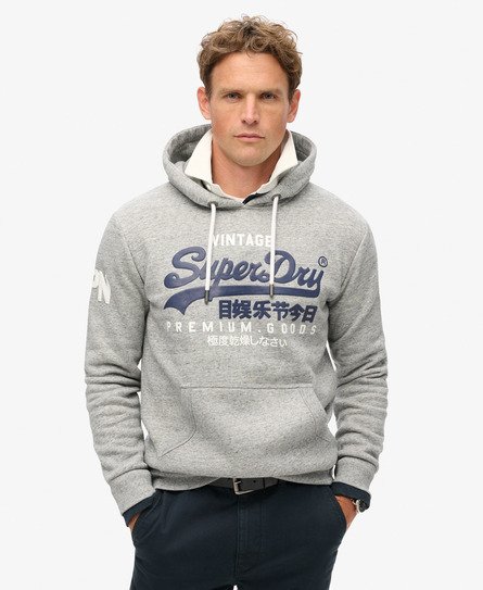 Superdry Male Vintage Logo Hoodie van Biologisch Katoen Grijs