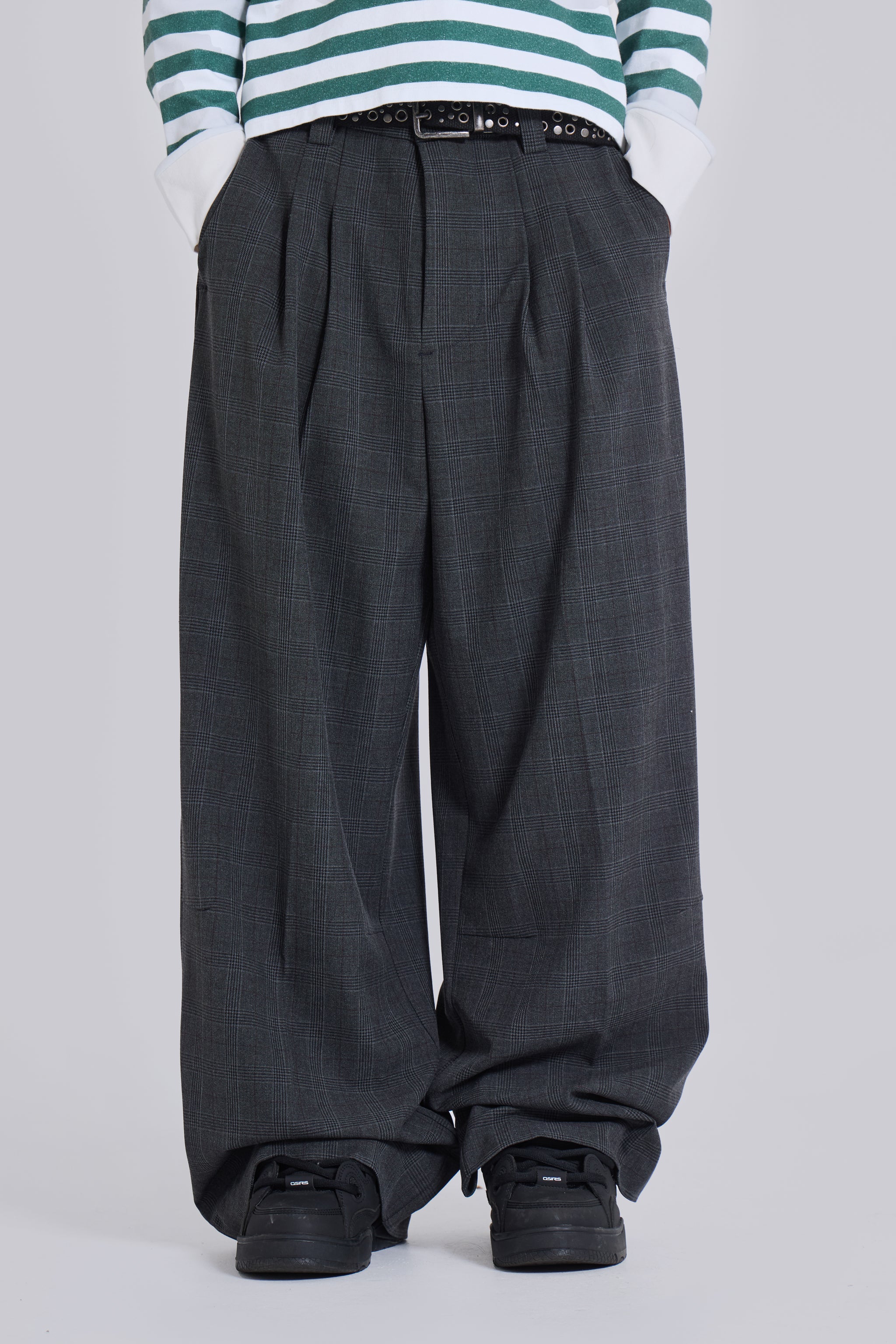 Jaded Man Grey Check Goliath Suit Trousers