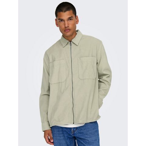 ONLY & SONS Overhemd met lange mouwen ONSALP 14W RLX 2PKT WASHD CORD LS ZIP