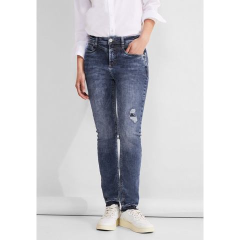 STREET ONE Skinny fit jeans York met decoratieve scheuren