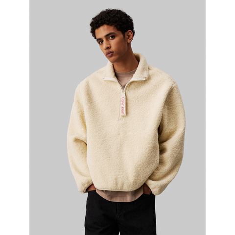 Calvin Klein Pluchen jack HALF ZIP SHERPA met een logo-opschrift