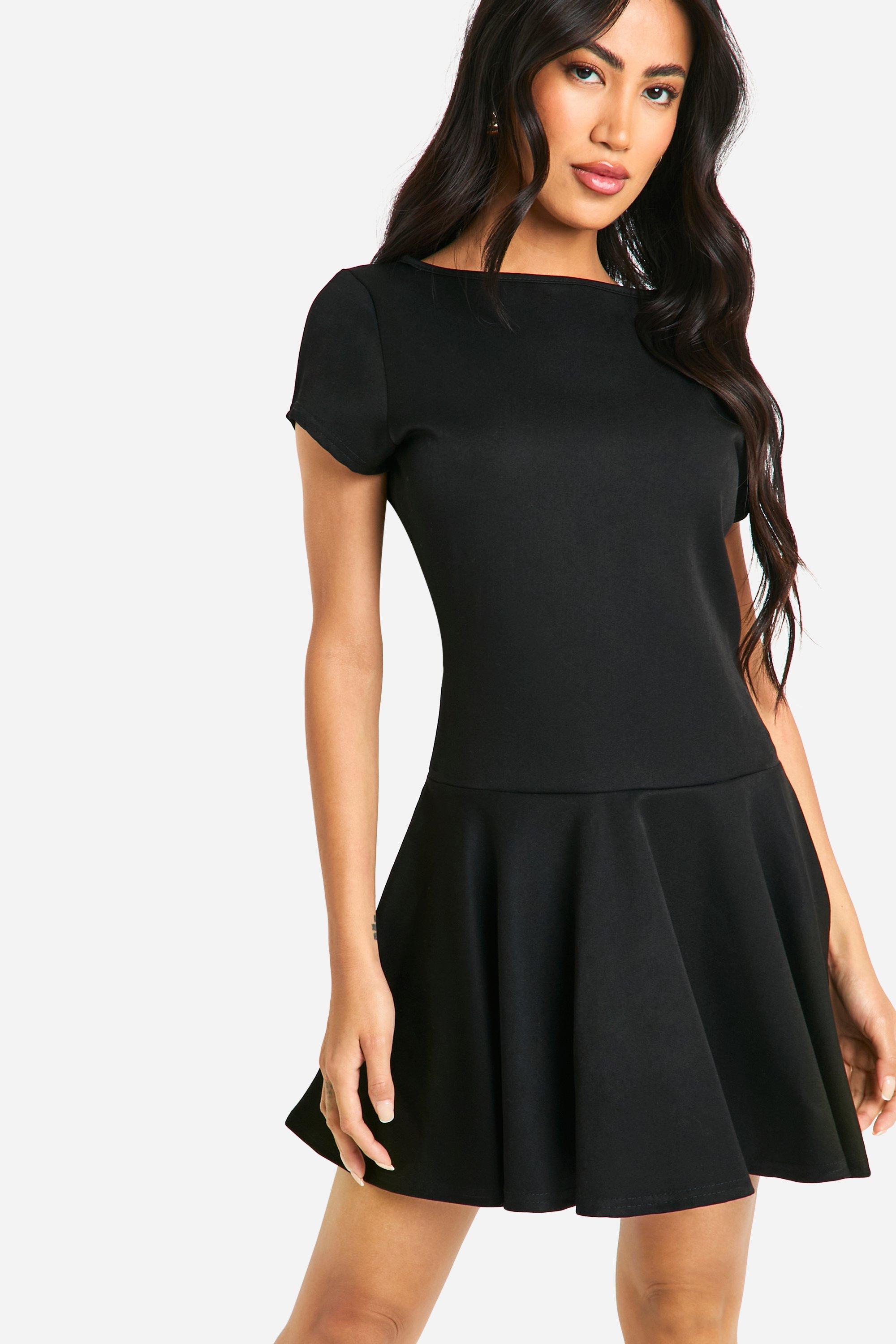 Boohoo Skater A Line Mini Dress, Black