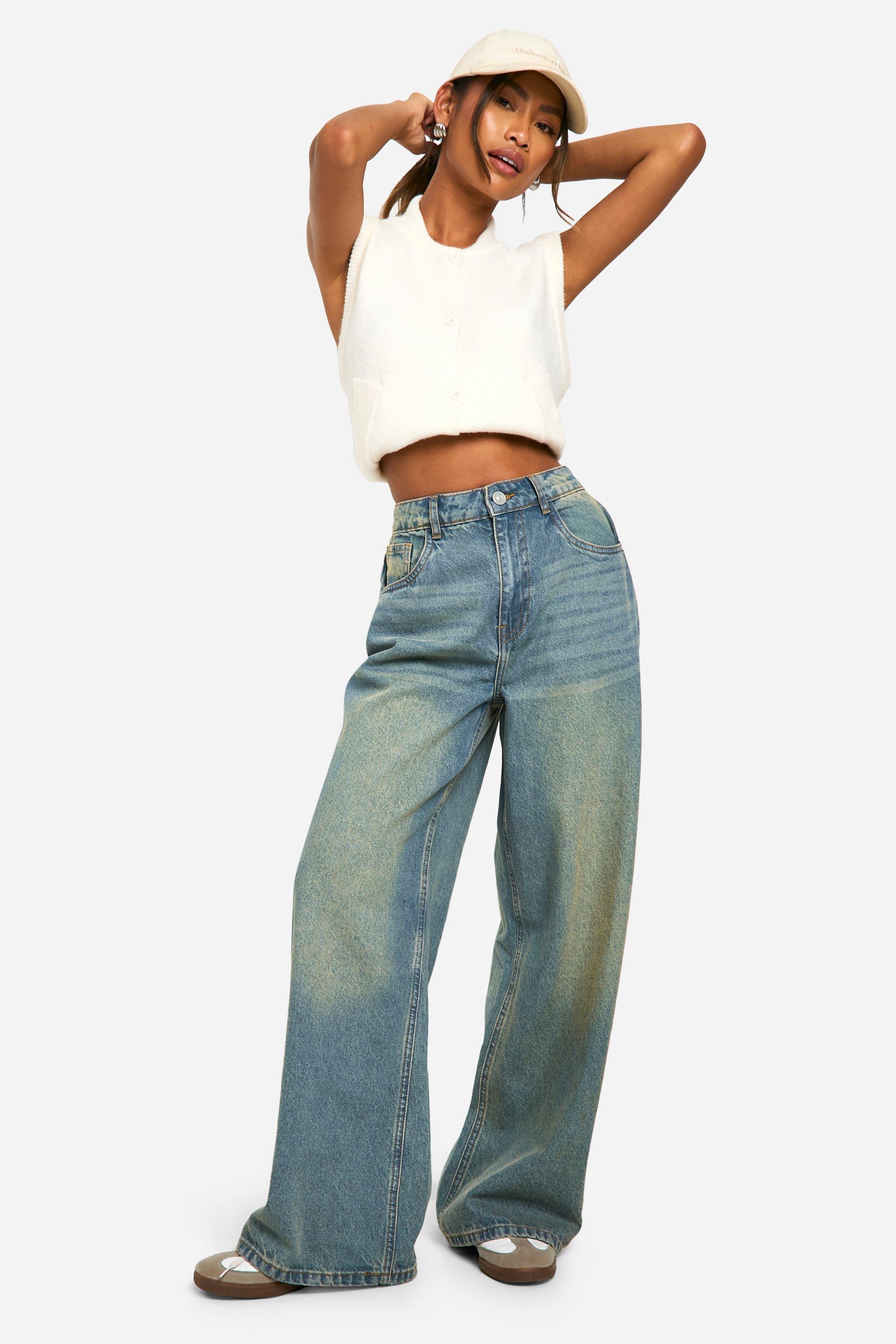 Boohoo Dirty Wash Jeans Met Rechte Pijpen, Vintage Wash