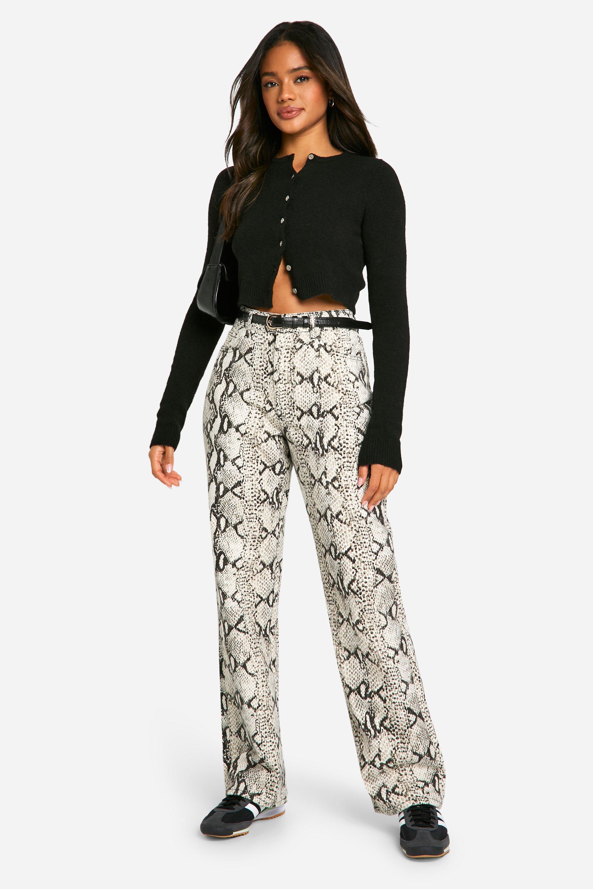 Boohoo Snake Print Straight Leg Jean, Snake