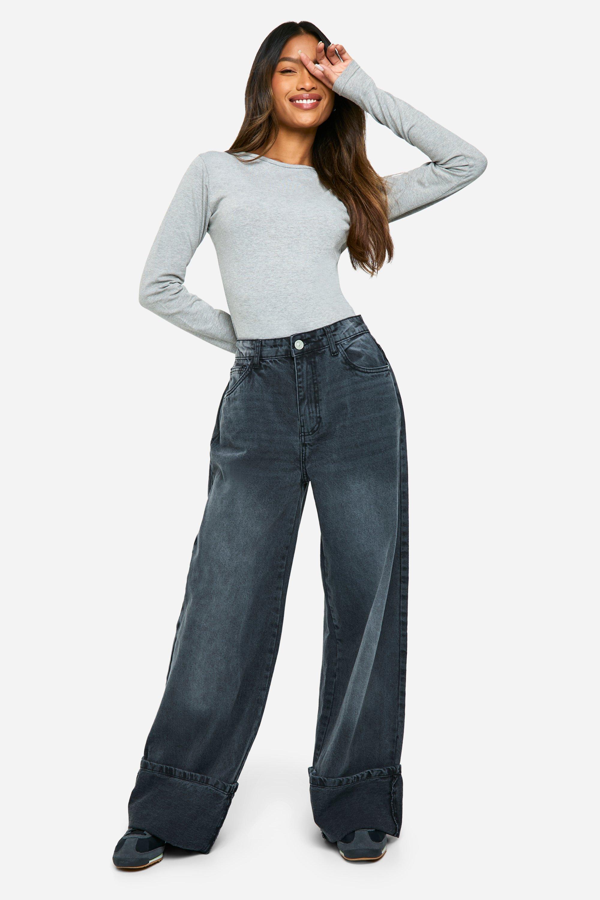 Boohoo Jeans Met Omgeslagen Pijpen, Grey