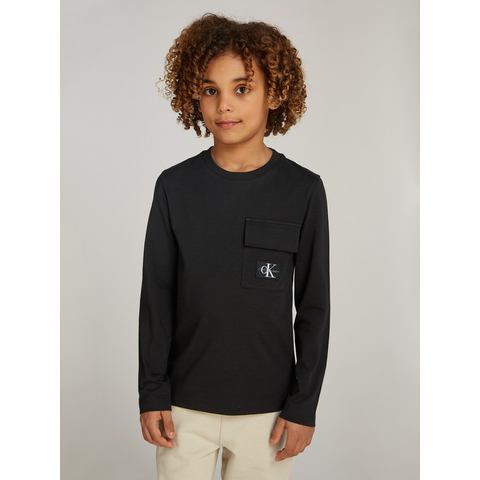 Calvin Klein Shirt met lange mouwen Badge Reg. Ls T-Shirt voor kinderen tot 16 jaar en met logo-patch