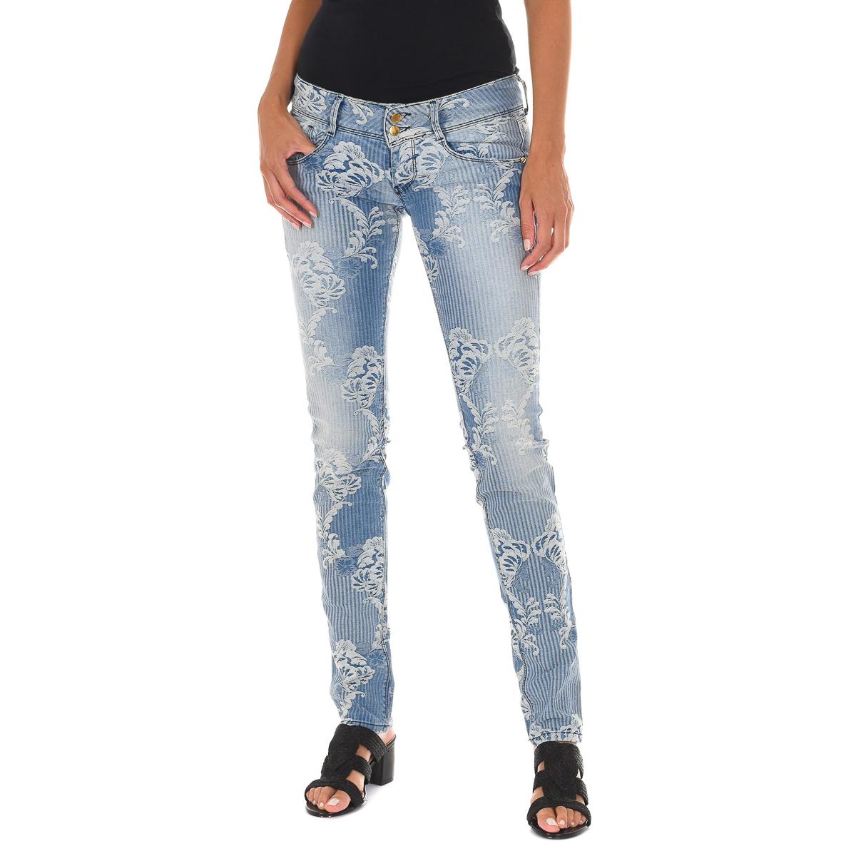 MET Pantalon Tejano Largo efecto gastado con bajos estrechos 10DB50001-J1181 mujer