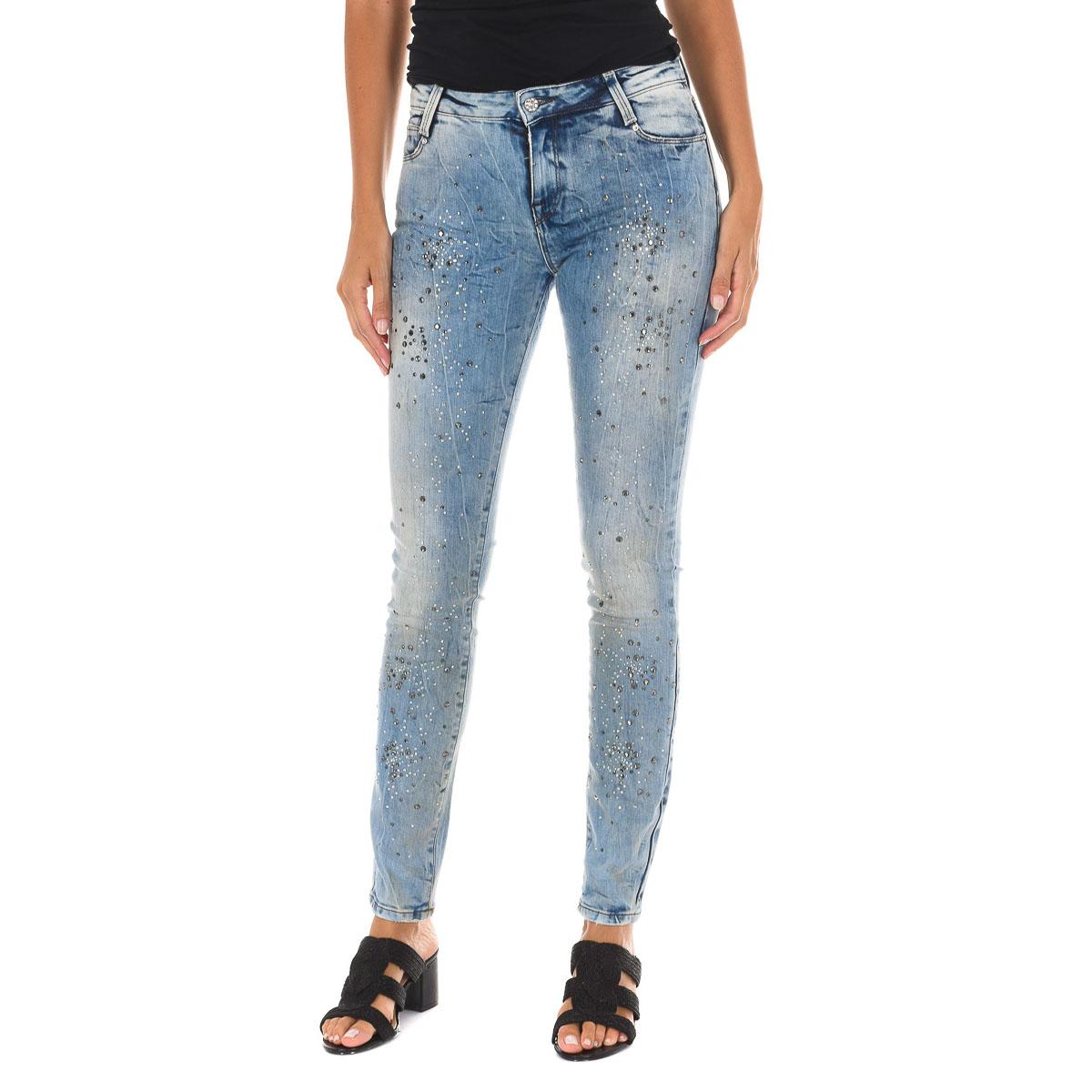 MET Pantalon Tejano Largo efecto gastado con bajos estrechos 10DB50283 mujer