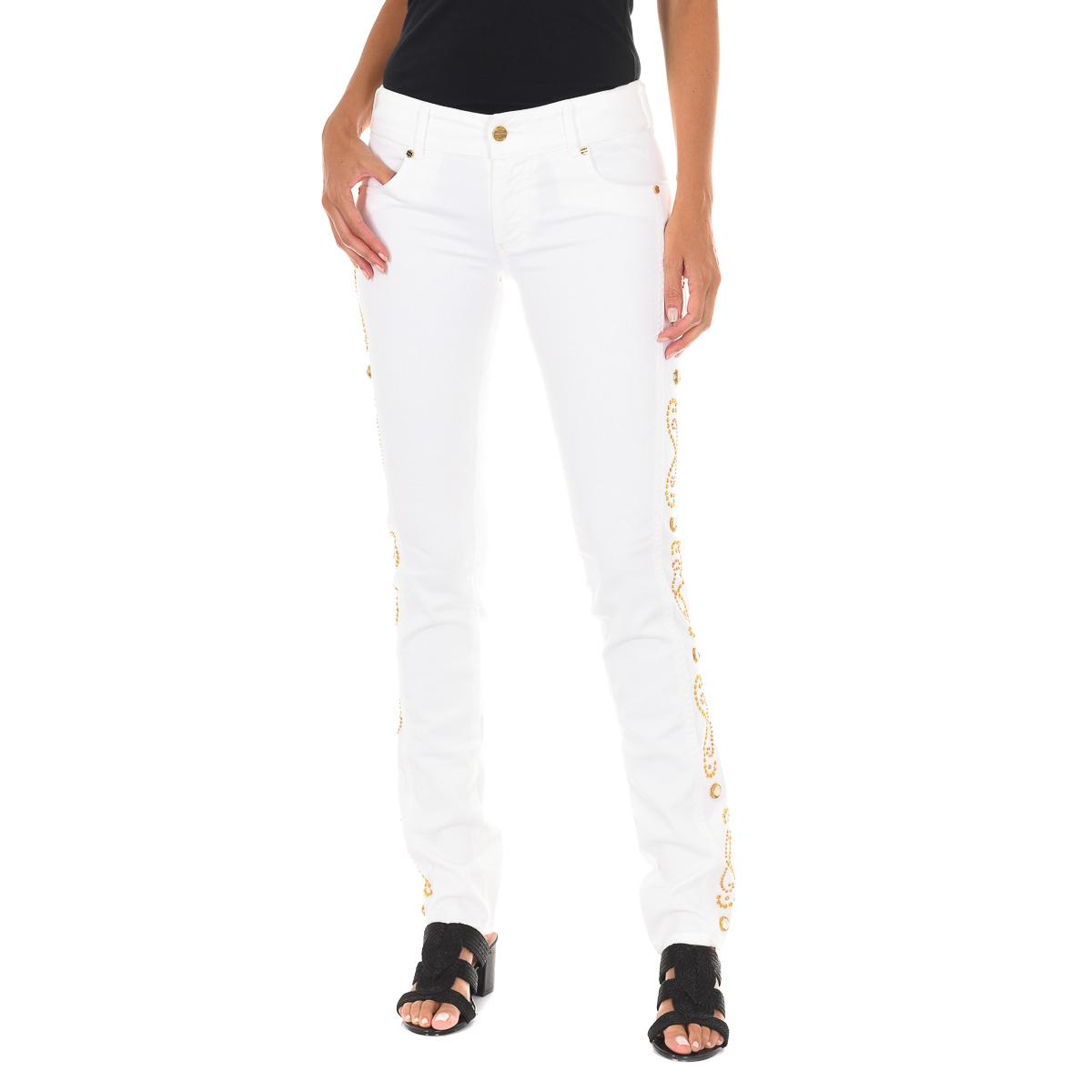 MET Pantalon Tejano Largo con bajos con corte estrecho 10DBF0047-B016 mujer