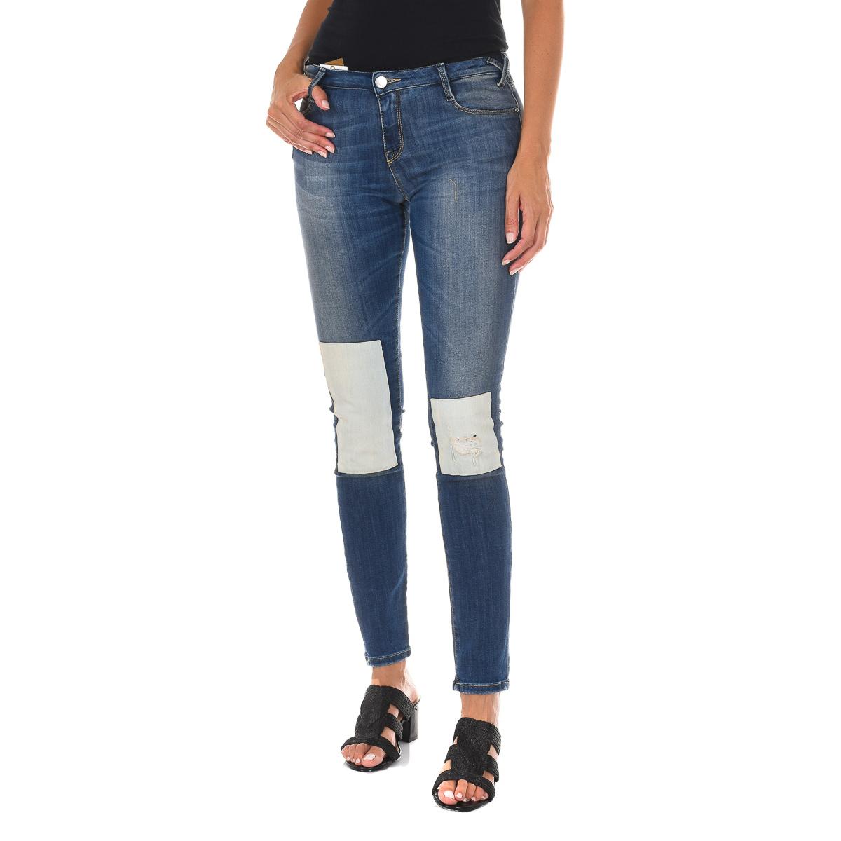 MET Pantalon Tejano Largo efecto gastado con bajos de corte estrecho 10DB50350 mujer