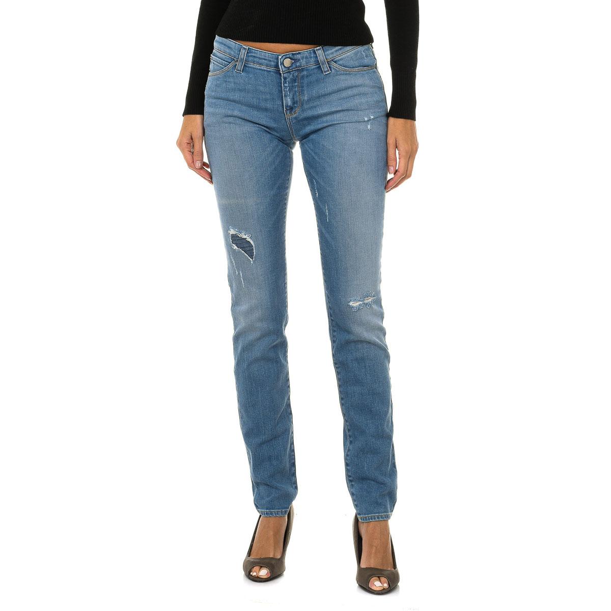 Armani Jeans Lang versleten denimbroek met gescheurd effect voor dames 3Y5J06-5D0UZ